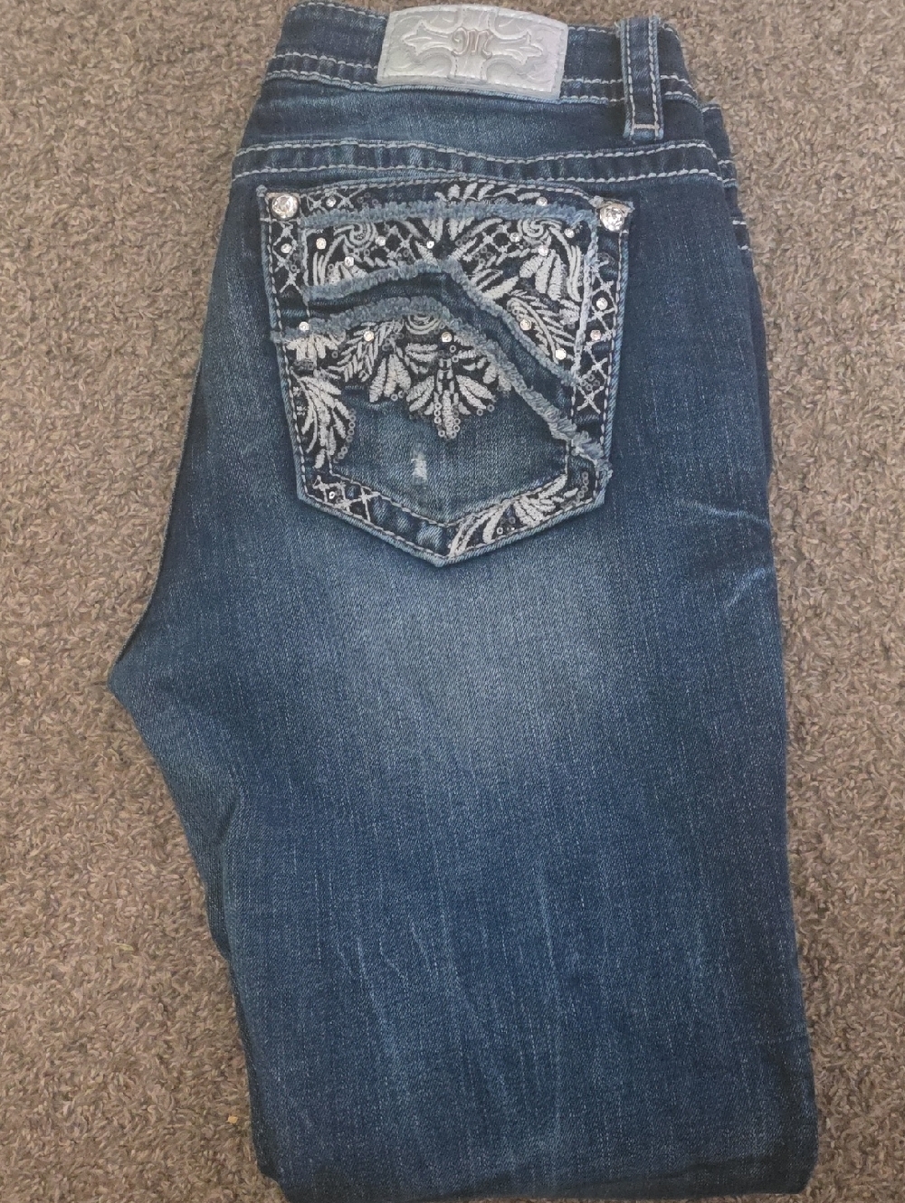 Dark Blue Embroidered Women’s Jeans